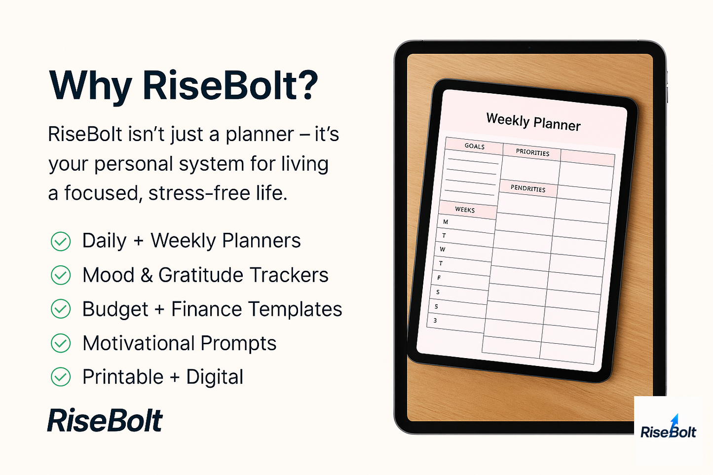RiseBolt 90-Day Planner – Design Your Life, Not Just Your Day